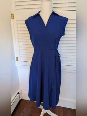 Calvin Klein Women's Faux-Wrap Sleeveless A-Line Dress, Sz 4